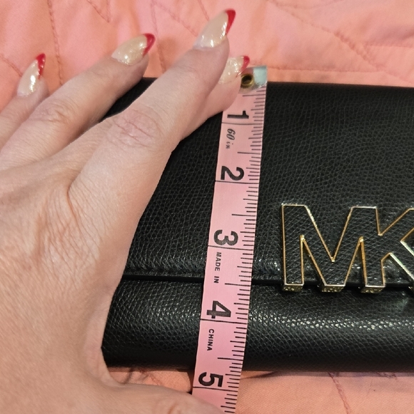 Michael Kors Black Leather Wallet with Gold Logo - Picture 7 of 11